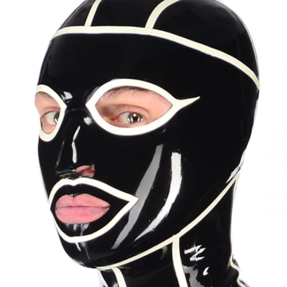 SM Latex Hood Rubber BDSM Fetish Hood with Back Zipper for Christmas Club Cosplay Costumes M Size 65CM