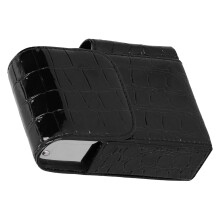 Stainless Steel & PU Leather Cigarette Case, 10.7x9x3.2cm, Black