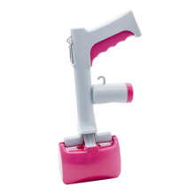 Long Handle Dog Poop Scooper with Bin for Outdoor Cleaning, OneHand Quick Pick Up Tool – Rosy