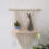 Ράφια Boho Organizer Wall Art, Ράφι κρεμαστό τοίχου από φυσικό βαμβάκι και σχοινί Macrame για 7