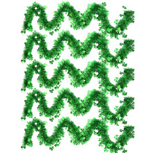 Tinsel Garland, Green Metallic Decoration For Ceilings, Branches, Windows, Walls, Classic Three-Leaf Pattern, Easy To Install, Approximately 79