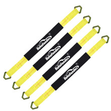 4 Pack 2 Inch Axle Straps with DRing, Adjustable Wheel Tie Down Kit, Protective Sleeve, Yellow