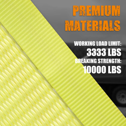 4 Pack 2 Inch Axle Straps with DRing, Adjustable Wheel Tie Down Kit, Protective Sleeve, Yellow 2