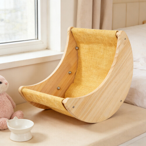 Stable Wood Cats Window Perch Hanging Hammock with Suction Cup 2