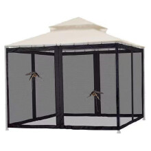 Gazebo Mosquito Netting with Zipper, 11.8x11.8x7.5ft Outdoor Retractable Screen Panels for Patio Garden Camping