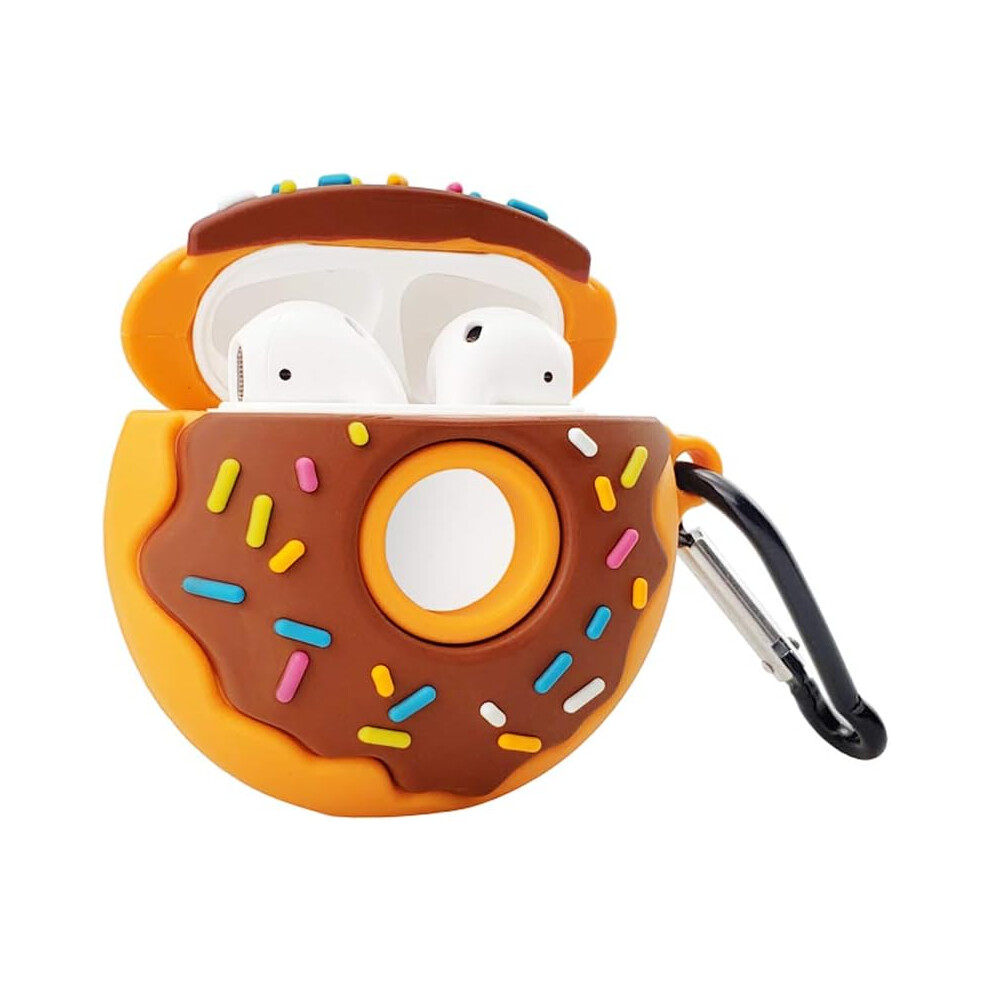 Cute Silicone Case For Airpods 1 & 2, Doughnut Donut Design, Comprehensive Protection With Keychain Attachment, Soft Silicone Material, Unique And 9128293402569