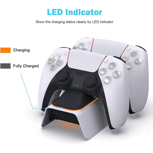 Compagno di gioco definitivo, base di ricarica per controller PS5, design stabile per controller DualSense, con ricarica rapida e chip intelligente. 2
