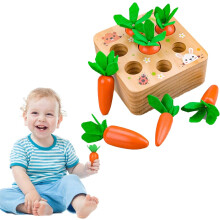 Formaválogató játék kisgyermekeknek, Montessori oktatási fa sárgarépa-szüretelő játék 1-3 éveseknek, fejleszti a kéz-szem koordinációt
