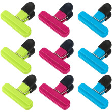 Heavy Duty Chip Clips: Food Bag Clips with Rounded Edges for Safe Handling, 9 Pack, 7.7 cm/3 inches, Assorted Colors