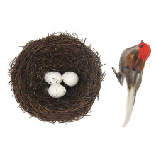 Rustic Style Vine Nests With Versatile Decorative Eggs Set, Realistic Bird Nest Decorations Suitable For Indoor And Outdoor Easter Party Decorations