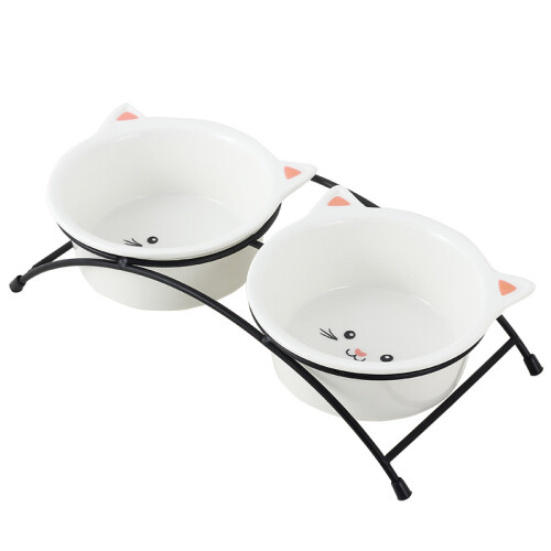 Ανυψωμένη ταΐστρα για γάτες, σχεδιασμός κατά του εμετού, κεκλιμένα μπολ για γάτες 1