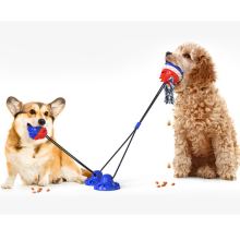 Interaktives Zerrspielzeug für Hunde mit starkem Kauinstinkt, lebensmittelechtes Hundespielzeug mit Saugnapf und extrem robusten Seilen, ungiftiges