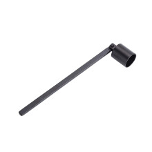 Straight tubular stainless steel candle snuffer with wick cutter cover (Black)