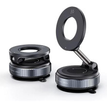 Magnetic Phone Holder with Vacuum Lock, Foldable Retractable Car Mount for Dashboard and Mirror