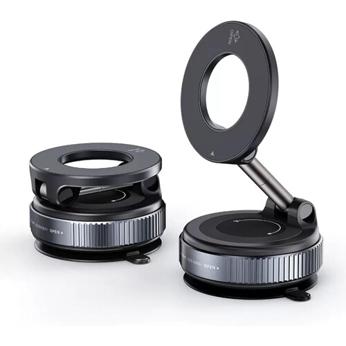 Magnetic Phone Holder with Vacuum Lock, Foldable Retractable Car Mount for Dashboard and Mirror 2