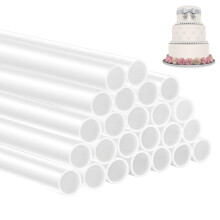 24 Pcs Plastic Cake Dowels 9.44 Inch Food Grade Reusable Support Rods for Tiered Cakes