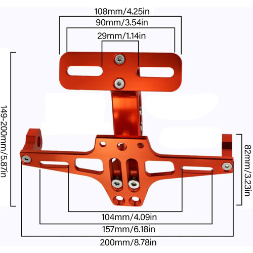 Motorcycle License Plate Bracket Aluminum Adjustable Rear Holder for Secure Easy Installation 2