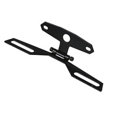 Motorcycle License Plate Holder Tail Tidy, Adjustable Aluminum Bracket with LED Light, Black