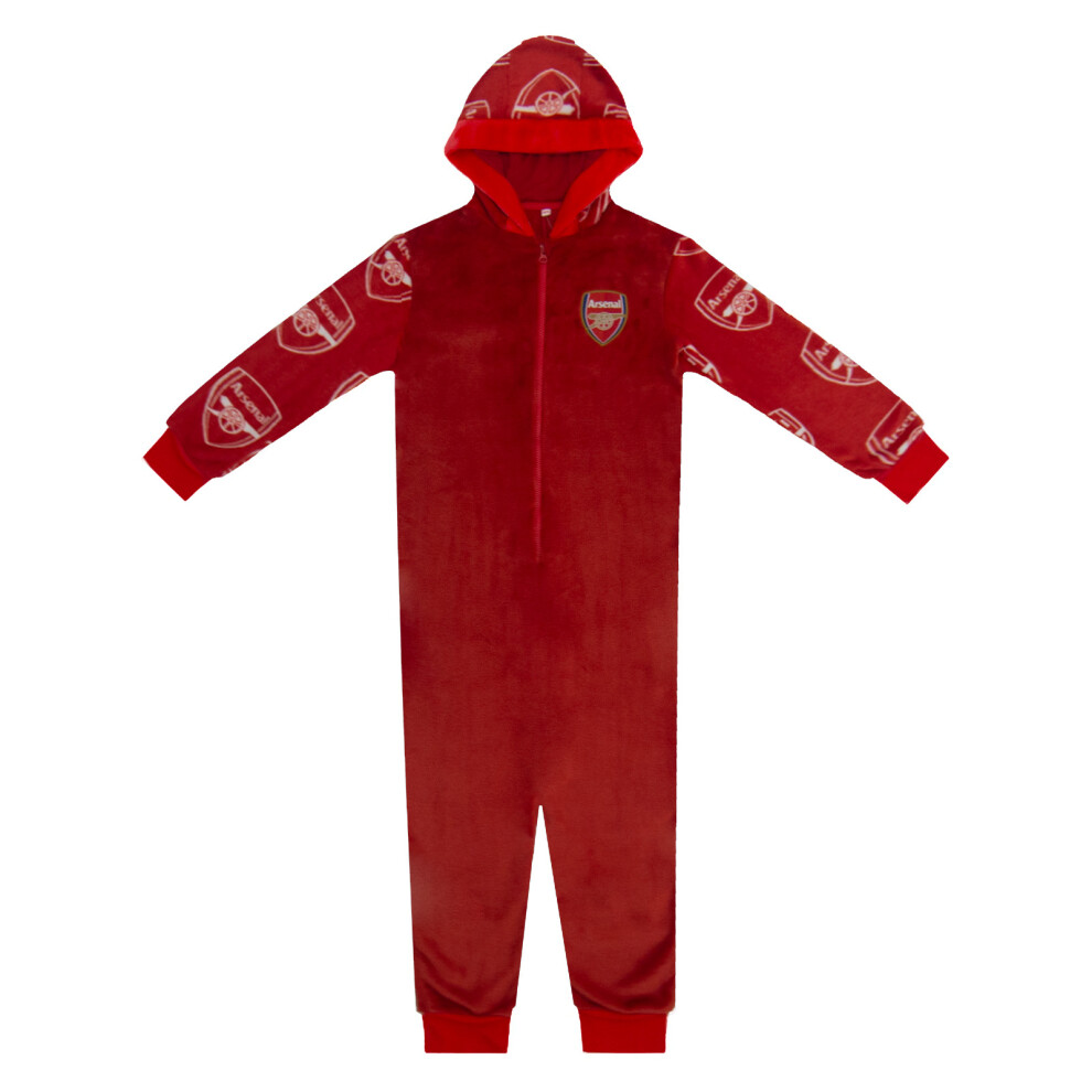 Arsenal F.c. (, 10-11 Years) Arsenal Fc Boys Pyjama All-In-One Loungewear Kids Official Football Gift Red