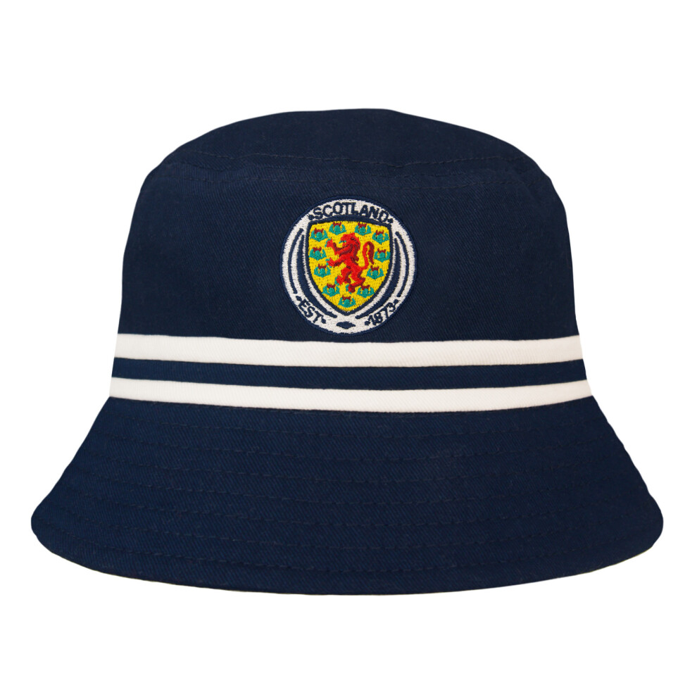 Scottish Fa (Navy Cotton, L/Xl) Scotland Bucket Hat Sfa Embroidered Crest Official Football Gift Blue