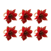 Rote Weihnachts-Servietten 6er-Pack, florales Papiertuch für Hochzeiten & Geburtstage
