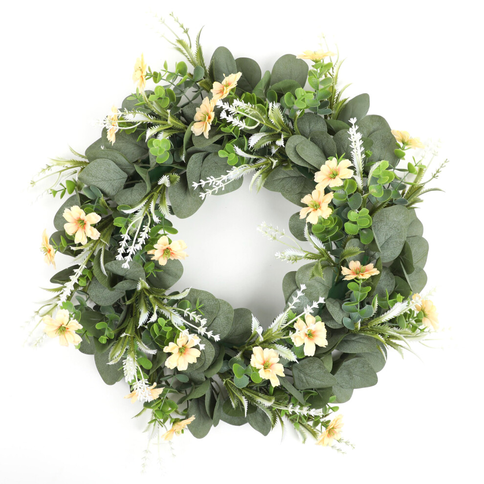 Handmade Botanical Wreath Eucalyptus Decorative Wreath 43CM Farmhouse Style Decor All Season Wreaths Outdoor Indoor Decoration Silk Greenery Wreath fo
