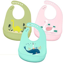 Adjustable Closure Silicone Baby Bibs, Soft And Food-Grade Silicone For Babies 3 Months To 6 Years