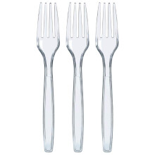 Stabile und robuste Gabeln aus Polystyrol, klassisch transparent, mit hoher Flexibilität und Bruchfestigkeit, abwaschbar und wiederverwendbar.
