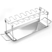 Chicken Drumstick Holder For Grilling, Easy To Use Premium Quality Stainless Steel Chicken Leg And Wing Rack With Drip Tray, Non-Stick For Perfect