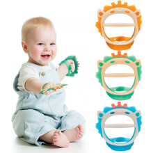 Handbijtring voor baby's van 6-12 maanden, hygiënisch ontwerp, draagbare bijtring, niet-giftige siliconen van voedselkwaliteit voor gemakkelijk