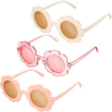 Toddler Flower Shaped Glasses, Party Accessories, Perfect Fit Adorable Design for Kids Beach Holiday and Outdoor Play, Floral Border Design
