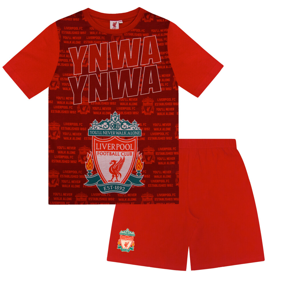 Liverpool Fc ( Text, 10-11 Years) Boys Pyjamas Short Kids Official Football Gift Red