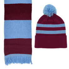(Claret/Blue) Fan Originals West Ham Hat & Scarf Set Retro Football Gift