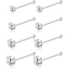 Conjunto de pendientes de aro para la nariz, joyería hipoalergénica de acero inoxidable quirúrgico para perforación nasal con circonita cúbica