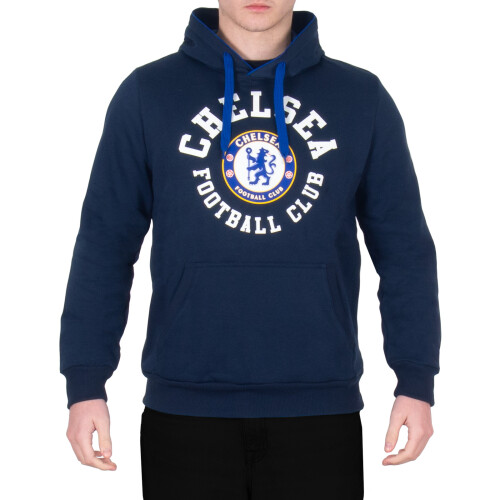 (Navy Blue, Large) Chelsea FC Official Football Gift Mens Fleece Graphic Hoody Blue