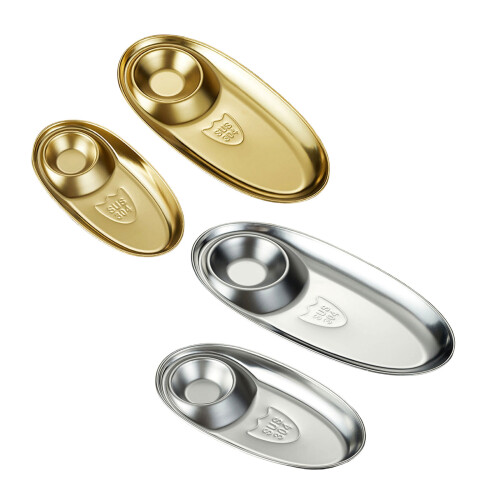 Modern Nonrust Steel Oval Serving Dish For Gatherings-Gold. M 2