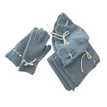 Ensemble de gants de chapeau d'écharpe de fille pour le-Bleu