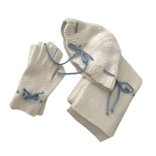 Chapeau écharpe tricoté épais pour femmes, couvre-chef-Beige