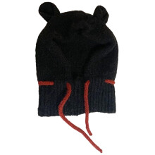 Casquettes à capuche tricotées pour femmes, chapeau à -Noir