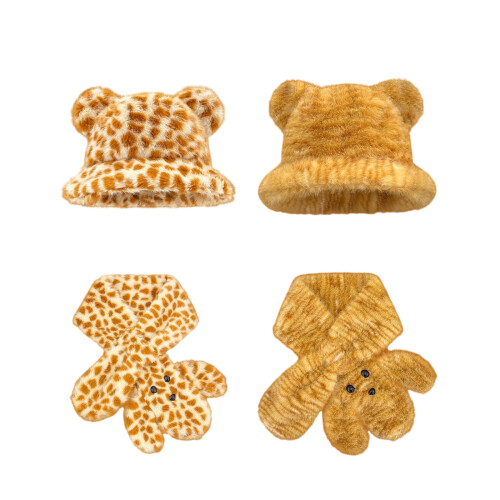 Écharpe ours chapeau écharpe pour-un chapeau à imprimé léopard 2