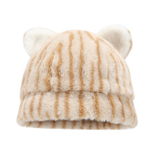 Chapeau d'oreille d'ours Ă motif animal, chapeau Ushanka-Beige