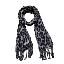 Écharpe de cou élégante à motif léopard avec glands pour-Gris
