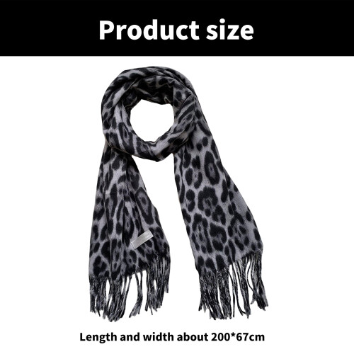 Écharpe de cou élégante à motif léopard avec glands pour-Gris 2