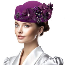 Chapeau fascinateur à fleurs 3D, Turban, accessoire de-Violet