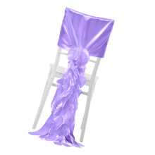 Chair Bows Willows Cover High Quality Fabric with Ruffle-Purple