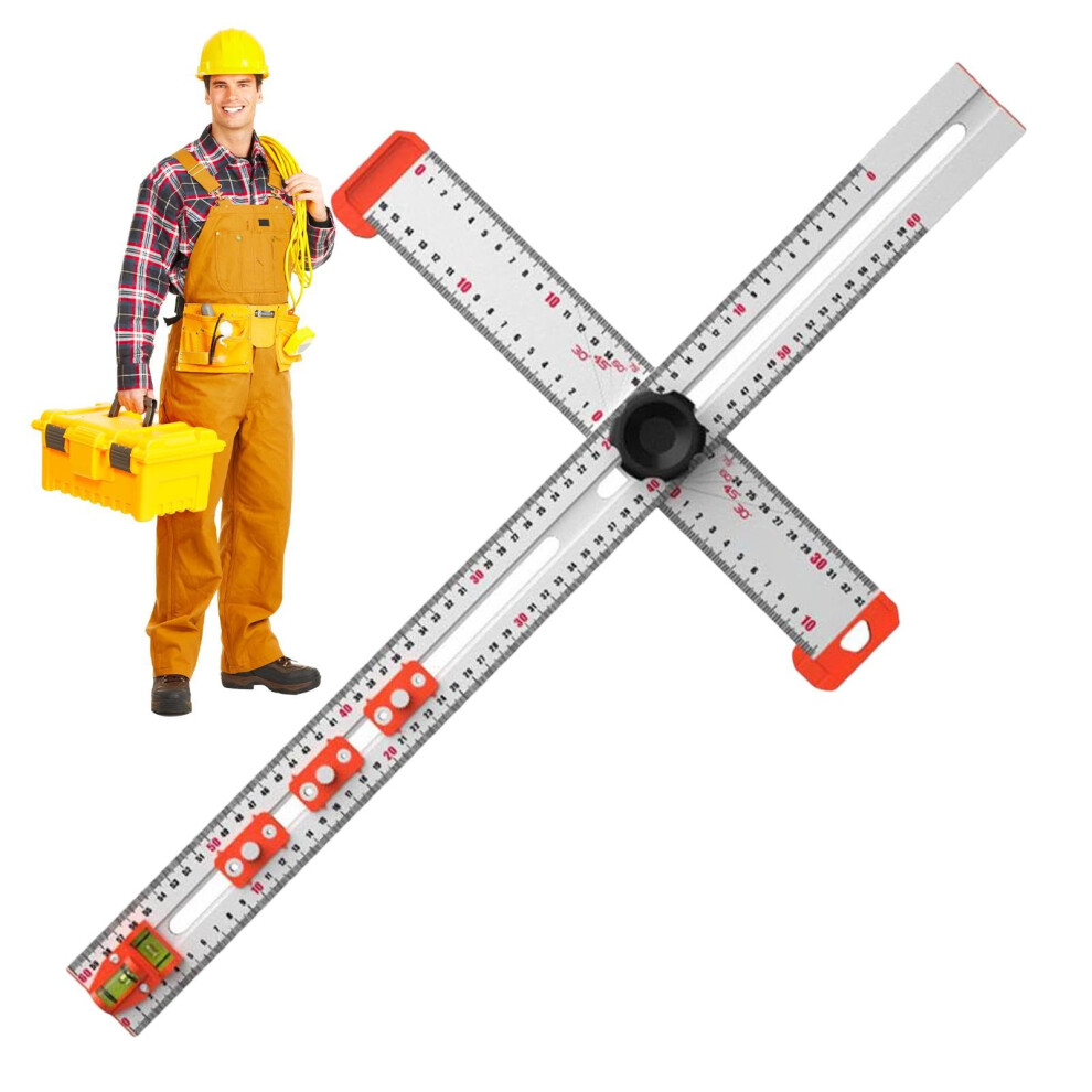 2In1 Ruler For Drilling Positioning, Adjustable Angle, Sliding T Square Ruler 9365049992145