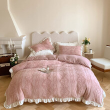 Winter milk velvet fourpiece set, coral velvet warm quilted cover, thickened soft bedding (Color: Gray, Size: 1.2 m) (Pink 1.8 m) (Pink 2.0 m)