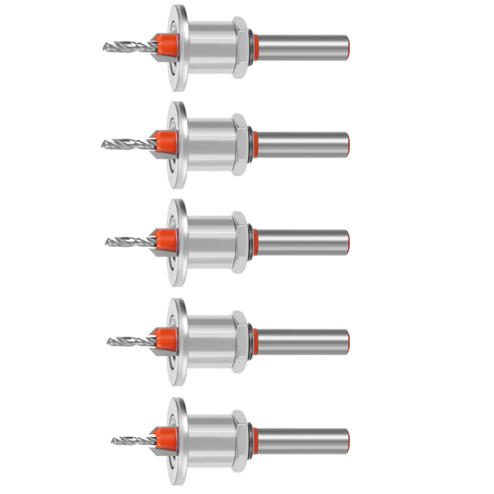 5Pcs Adjustable Countersink Drill Bit Set For Wood Hardness Alloy Precision Cutting Silver 9189345085970