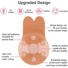 Adhesive Nipple Cover, Breast Lift Tape Strapless Backless Bra Push Up Lift for Women, Silicone Push Up Invisible Bra Washable and Reusable,