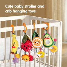 Niedliches Babyspielzeug, hängende Fruchtrasseln zur visuellen Stimulation, 4er-Pack weiche Plüschrasseln mit entwicklungsfördernden Eigenschaften